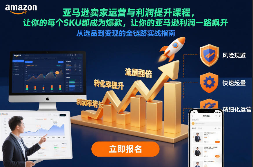 亚马逊卖家运营与利润提升课程，让你的每个SKU都成为爆款，让你的亚马逊利润一路飙升（更新26年3月）-网创百晓生