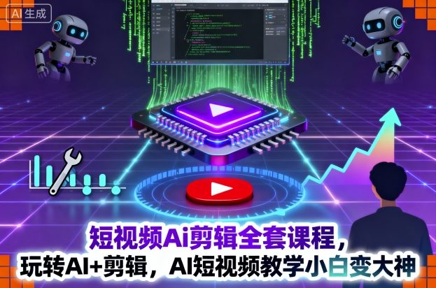 短视频Ai剪辑全套课程，玩转AI+剪辑，AI短视频教学小白变大神-网创百晓生
