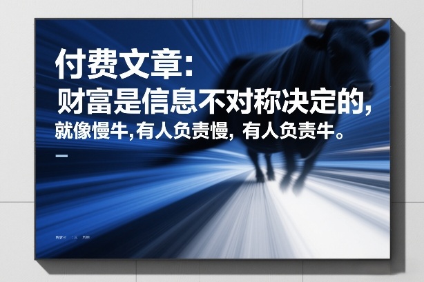 付费文章：财富是信息不对称决定的，就像慢牛，有人负责慢，有人负责牛-网创百晓生