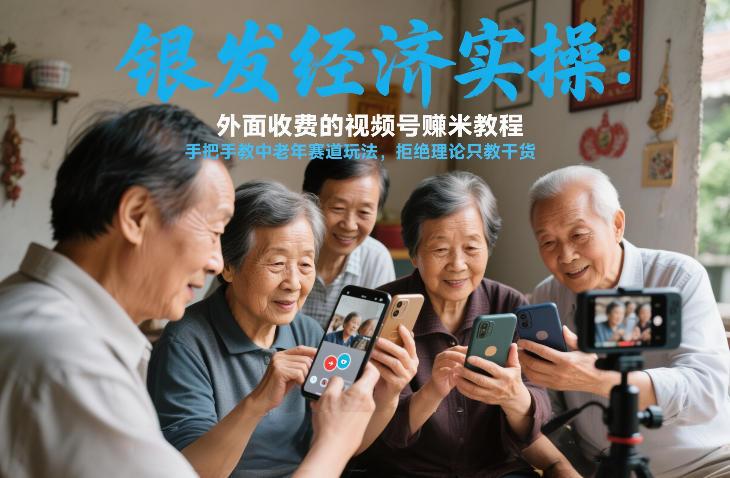 银发经济实操：外面收费的视频号賺米教程，手把手教中老年赛道玩法，拒绝理论只教干货-网创百晓生