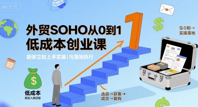 外贸SOHO从0到1低成本创业课，能够立刻上手实操与落地执行-网创百晓生