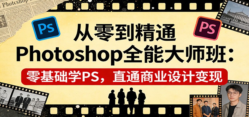 从零到精通Photoshop全能大师班：零基础学PS，直通商业设计变现-网创百晓生
