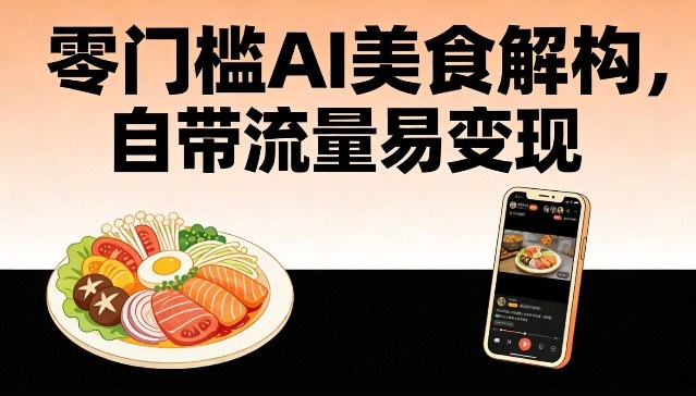 零门槛AI美食解构，自带流量易变现-网创百晓生
