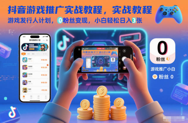 抖音游戏推广实战教程，游戏发行人计划，0粉丝变现，小白轻松日入3张-网创百晓生