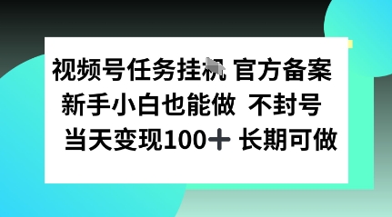 视频号任务挂播，官方备案新手小白也能做 不封号当天变现100+ 长期可做-网创百晓生
