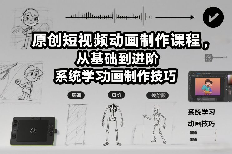 原创短视频动画制作课程，从基础到进阶，系统学习动画制作技巧-网创百晓生