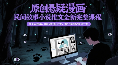原创悬疑漫画民间故事小说推文全新完整课程， 搭配ai绘画，0基础轻松上手，撸分成和伙伴计划-网创百晓生