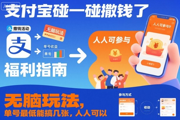支付宝碰一碰撒钱了，无脑玩法，单号最低能搞几张，人人可以撸【揭秘】-网创百晓生