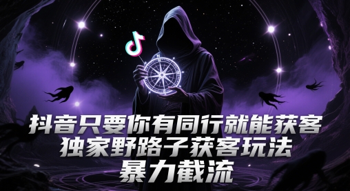 抖音只要你有同行就能获客，独家野路子获客玩法，暴力截流【揭秘】-网创百晓生