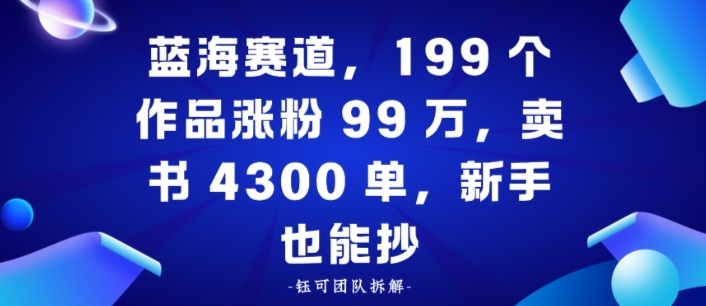 蓝海赛道，199个作品涨粉99W，卖书4300单，新手也能抄-网创百晓生