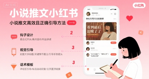 小说推文小红书高转化引导方法实操课，小说推文高效且正确引导方法-网创百晓生