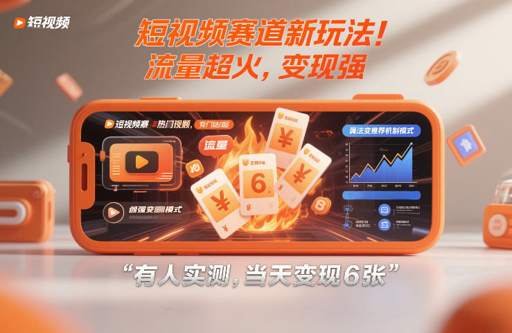 短视频赛道新玩法！流量超火，变现强，有人实测，当天变现6张-网创百晓生