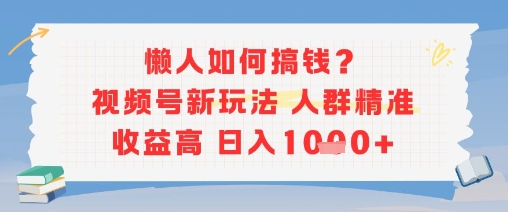 懒人如何搞钱？视频号新玩法，人群精准收益高，日入多张-网创百晓生
