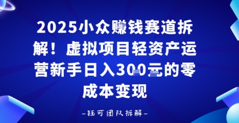 2025小众挣钱赛道拆解！虚拟项目轻资产运营新手日入3张的零成本变现-网创百晓生