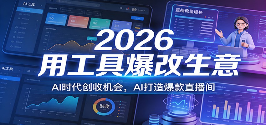 2026用工具爆改生意，AI时代创收机会，AI打造爆款直播间-网创百晓生