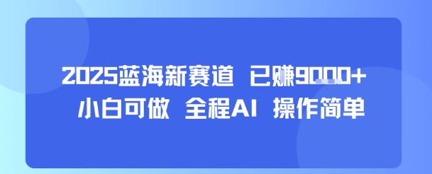 2025蓝海新赛道 已挣9k+ 小白可做 全程AI 操作简单-网创百晓生