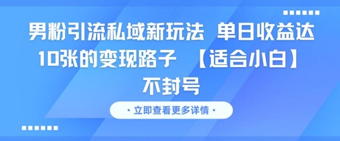 男粉引流私域新玩法，单日收益达10张的变现路子 【适合小白】不封号-网创百晓生