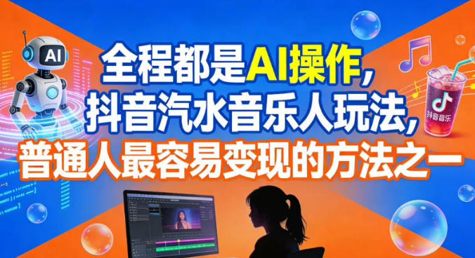 全程都是AI操作，抖音汽水音乐人玩法，普通人最容易变现的方法之一-网创百晓生