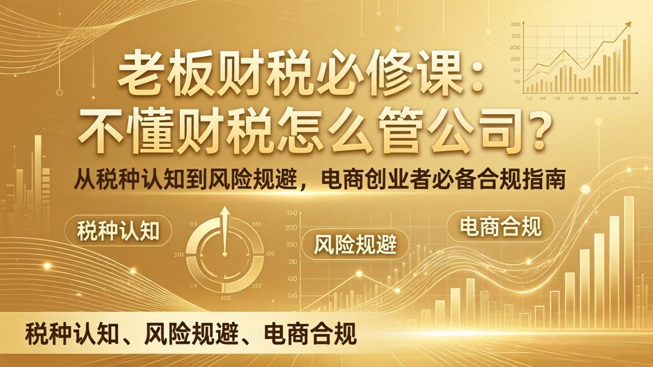老板财税必修课：不懂财税怎么管公司？从税种认知到风险规避，电商创业者必备合规指南-网创百晓生