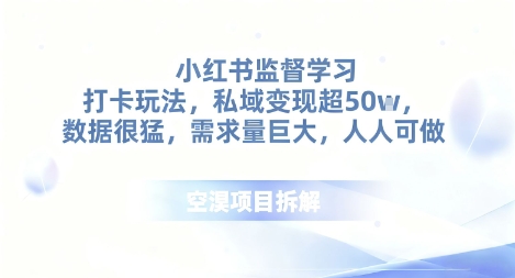 小红书监督学习打卡玩法，私域变现超50个，数据很猛，需求量巨大，人人可做-网创百晓生