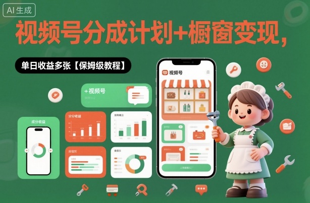 外面收费1980视频号分成计划+橱窗变现，单日收益多张【保姆级教程】-网创百晓生