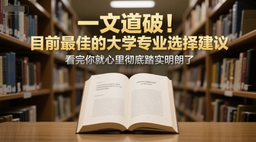 付费文章：一文道破！目前最佳的大学专业选择建议，看完你就心里彻底踏实明朗了-网创百晓生