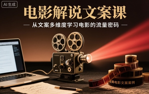 电影解说文案课，从文案多维度学习电影的流量密码-网创百晓生