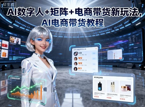 AI数字人+矩阵+电商带货新玩法，AI电商带货教程-网创百晓生