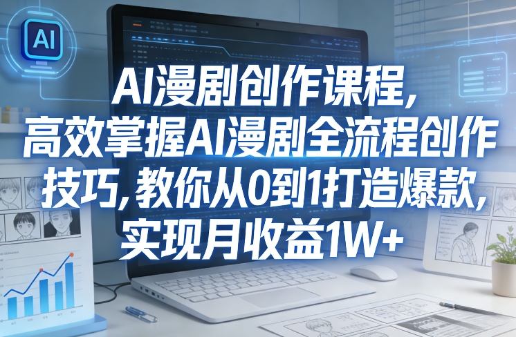 某社群AI漫剧创作课程，高效掌握AI漫剧全流程创作技巧，教你从0到1打造爆款，实现月收益1W+-网创百晓生