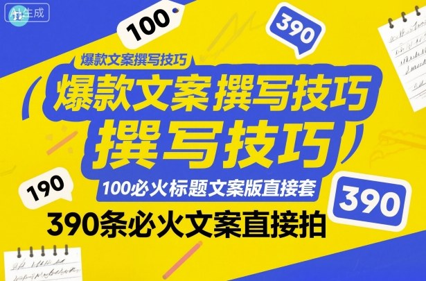 爆款文案撰写技巧，100个必火标题文案模版直接套，390条必火文案直接拍-网创百晓生