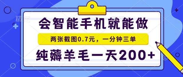 2025年零撸手机项目，二十秒一单，纯薅羊毛，一天200+做就有【揭秘】-网创百晓生