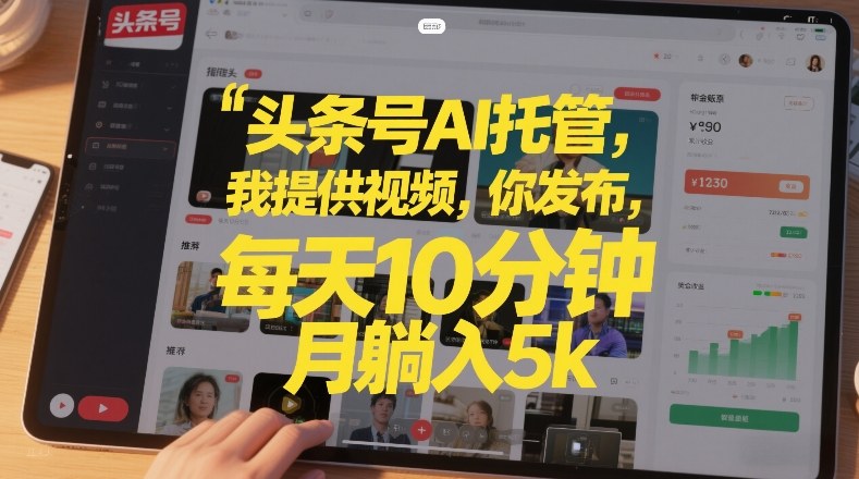 头条号AI托管，我提供视频，你发布，每天10分钟，月躺入5k+【揭秘】-网创百晓生