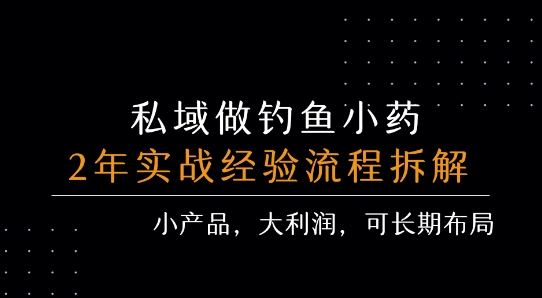 私域做钓鱼小药 每单利润3张+ 详细流程拆解-网创百晓生