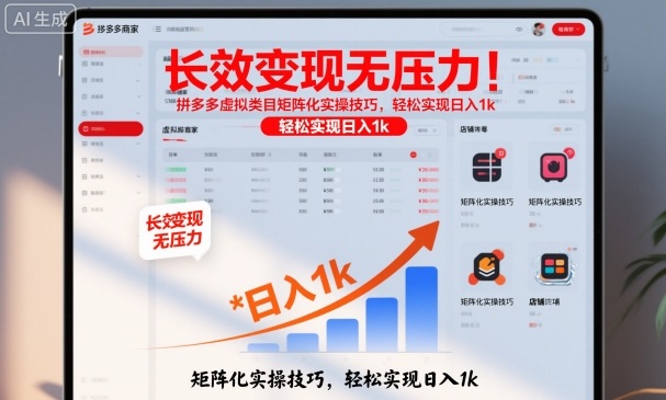 长效变现无压力！拼多多虚拟类目矩阵化实操技巧，轻松实现日入1k【揭秘】-网创百晓生
