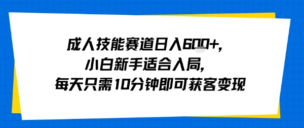 成人技能赛道日入多张，小白新手适合入局，每天只需10分钟即可获客变现-网创百晓生