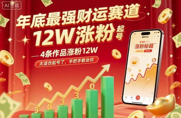 年底最强财运赛道，4条作品涨粉12W，太适合起号了，手把手教会你-网创百晓生