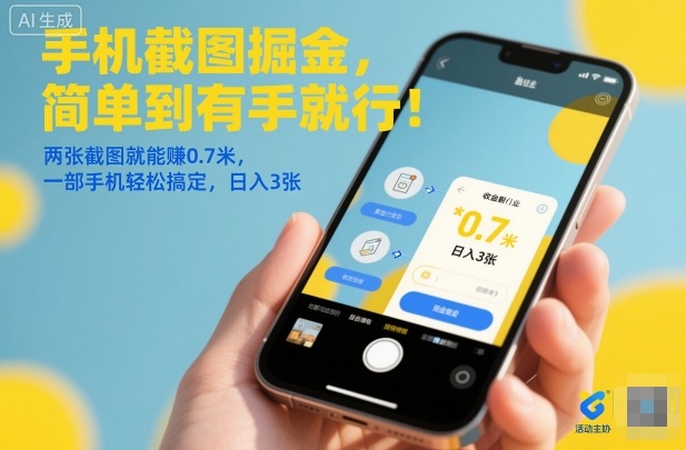 手机截图掘金，简单到有手就行！两张截图就能賺0.7米，一部手机轻松搞定，日入3张【揭秘】-网创百晓生