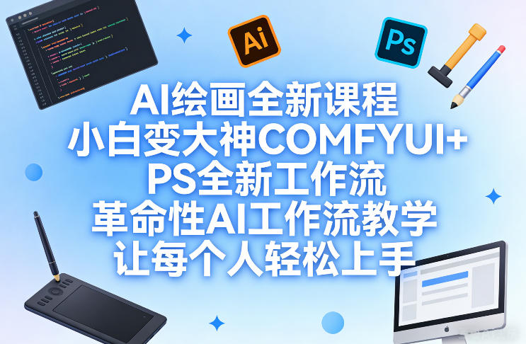 AI绘画全新课程，小白变大神COMFYUI+PS全新工作流，革命性AI工作流教学，让每个人轻松上手-网创百晓生