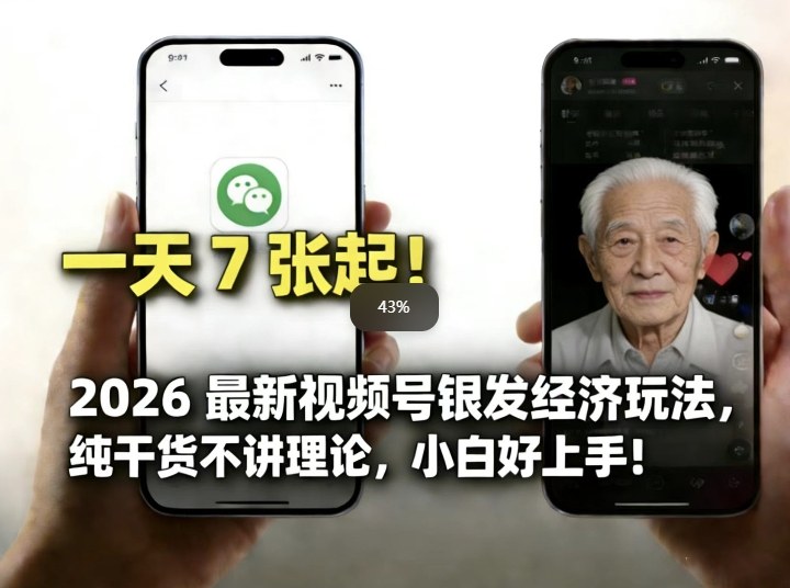 2026最新视频号银发经济玩法，轻松每天7张起，小白也可做-网创百晓生