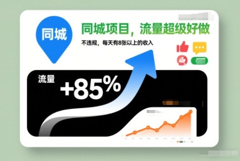 同城项目，流量超级好做，不违规，每天有8张以上的收入-网创百晓生