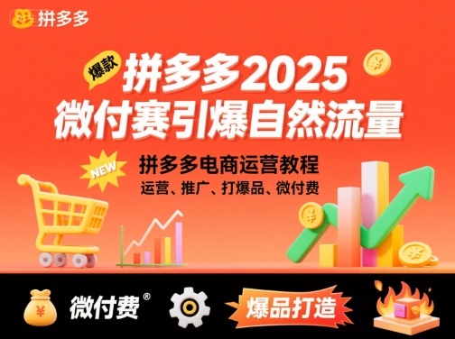 拼多多2025微付费引爆自然流量，拼多多电商运营教程，运营、推广、打爆品、微付费（更新）-网创百晓生