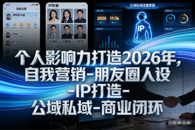 个人影响力打造2026年，自我营销-朋友圈人设-IP打造-公域私域-商业闭环-网创百晓生