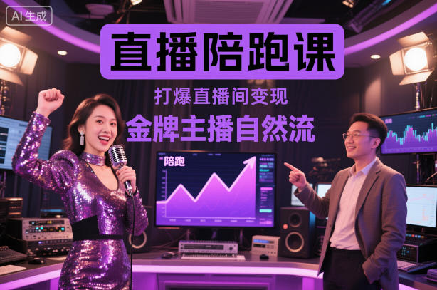 直播陪跑课，金牌主播自然流打爆直播间，复制高变现玩法-网创百晓生