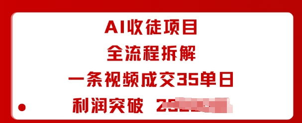 AI收徒项目全流程拆解一条视频成交35单日利润突破1k+-网创百晓生
