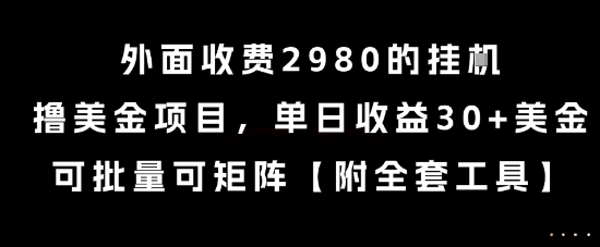 外面收费2980的挂G撸美金项目，单日收益30+美金，可批量可矩阵【揭秘】-网创百晓生
