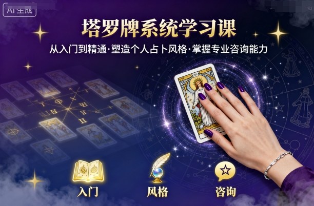 塔罗牌系统学习课，助你从入门到精通，塑造个人占卜风格，掌握专业咨询能力-网创百晓生
