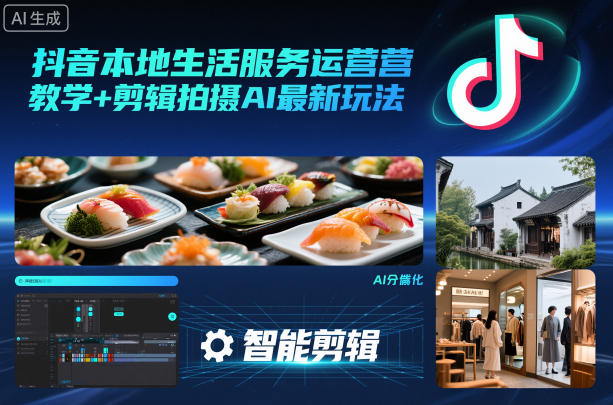 抖音本地生活服务运营教学+剪辑拍摄AI最新玩法-网创百晓生