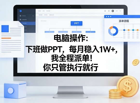 电脑操作：下班做PPT，每月稳入1W+，我全程派单！你只管执行就行【揭秘】-网创百晓生