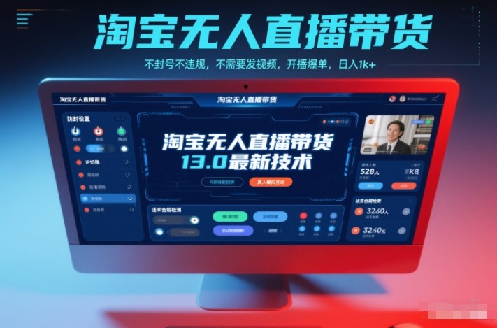 淘宝无人直播带货13.0最新技术，不封号不违规，不需要发视频，开播爆单，日入1k+【揭秘】-网创百晓生
