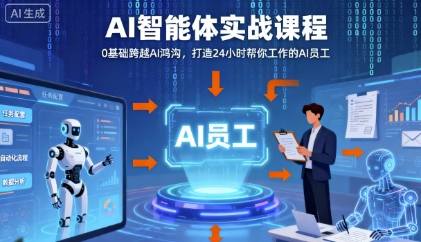 Ai智能体实战课程，0基础跨越Ai鸿沟，打造24小时帮你工作的Ai员工，打破常规，以实战定义Ai-网创百晓生